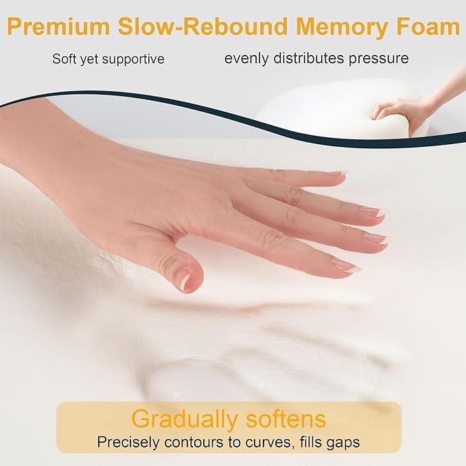 Thick Camping Memory Foam Pillow, Compressible & Ultralight Travel Pillow for Backpacking - Ergonomic Neck & Lumbar Support for Side Sleepers, Compact for Hiking, Car, Airplane