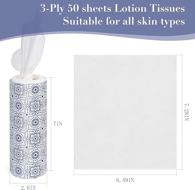 Car Tissue Holder with Facial Tissues Bulk,Travel Tissues, Round Tissue Box for Car, 4 Tubes Car Tissues with Lotion, Paper Towels Holder for car,Car tissues Cylinder