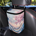 1.2 Gallons Car Trash Can, Ukiyo-e Print Car Garbage Can for Back Seat, Leak-Proof Zipper Seal, Durable Polyester Material Washable, Ideal for Car Interior & SUV - Auto Garbage Solution