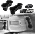 Muslogy Center Console Front&Rear Cup Holder Inserts Compatible with 2021-2023 2024 GMC Yukon Chevy Tahoe Suburban Accessories Middle Console Silicone Organizer Non-Slip Drink Stopper 2PCS Set