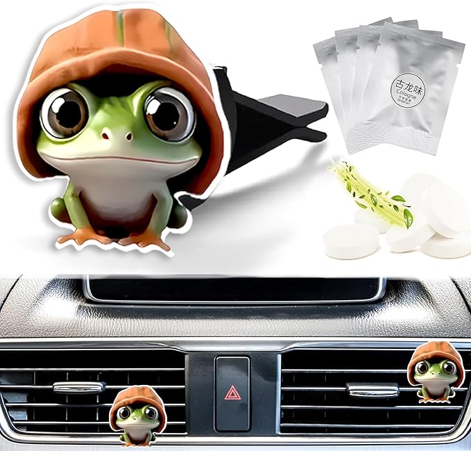 Cute Car Air Freshener Clips Frog Car Vent Clip Frog Cars Scents Cologne Air Conditioner Clip Auto Vent Interior Decoration Cars Accessories Frogs Loves Gifts for Men Women