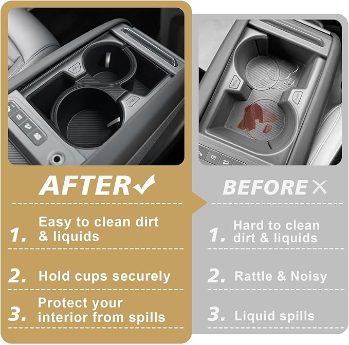 BestEvMod Center Console Cup Holder Inserts for 2024+ Kia EV9 Accessories Middle Console Armrest Front Drink Stopper Non-Slip Organizer Drink Cup Holder Organizer(Not for Wind/Light/Light Long Range)