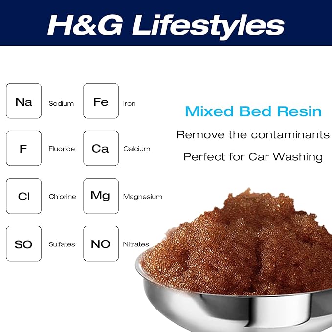 H&G lifestyles Mixed Bed Resin DI Resin Filter Cartridge Refill for Spotless Water Car Washing Water System Spotfree Rinse Deionized Water Replacement for Water Deionizer