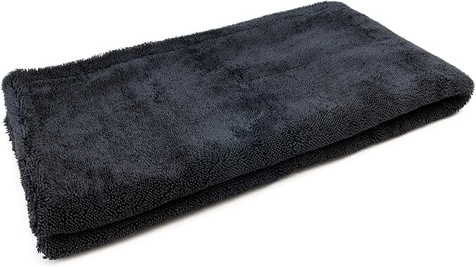 [Dreadnought Max XL] Triple Layer Microfiber Car Drying Towel | Twist Pile | 1400GSM | 1 Pack (20"x40", Black)