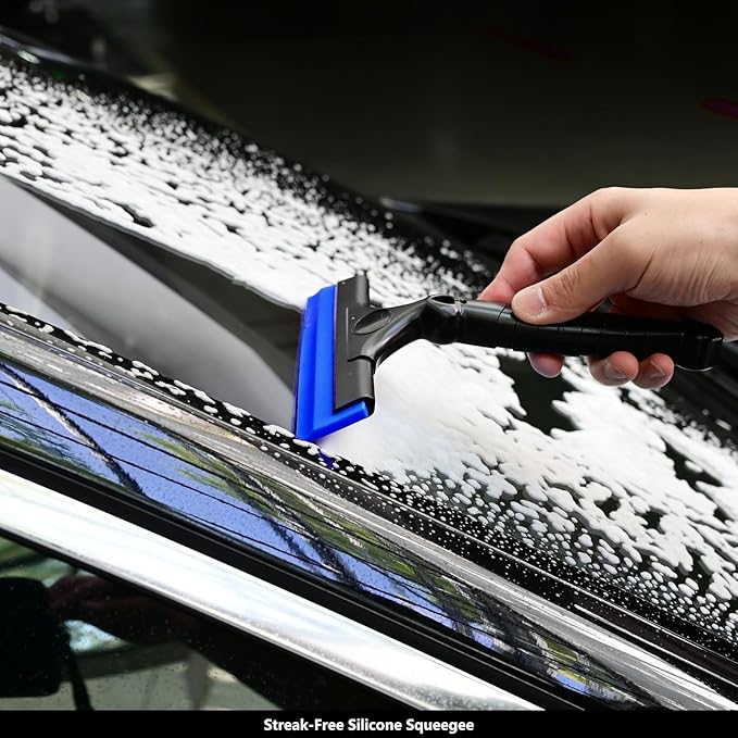 EHDIS 2PCS Flexible 8-Inch Silicone Squeegee Window Tint Tool Auto Water Blade, Shower Squeegee for Car Windshield, Glass, Tiles, and Smooth Surfaces (Blue)