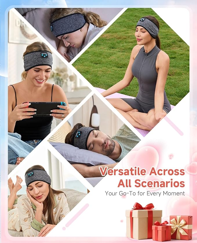 Perytong Sleep Headphones Wireless, Bluetooth Sports Headband Headphones with Ultra-Thin HD Stereo Speakers Perfect for Sleeping,Workout,Jogging,Yoga,Insomnia, Air Travel, Meditation (Tungsten Gray)