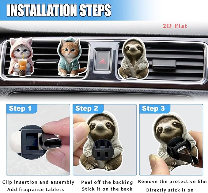 Cute Car Air Freshener Clips Monkey Car Vent Clip Monkey Cars Scents Cologne Air Conditioner Clip Auto Vent Interior Decoration Cars Accessories Monkeys Loves Gifts for Men Women