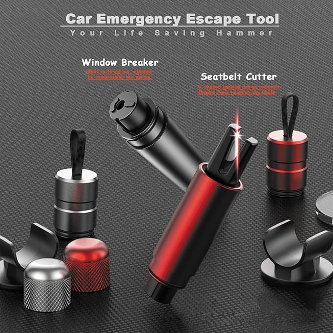 2-in-1 Emergency Car Escape Tool - Spring-Loaded Window Breaker & Seatbelt Cutter, Compact Lifesaver for Families, Portable Keychain Design