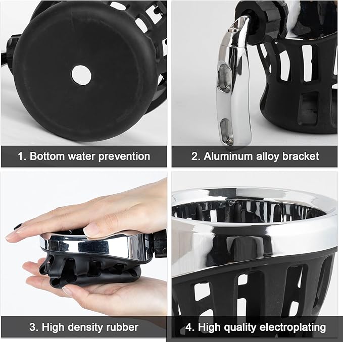 PSLER Motorcycle Drink Cup Holder Handlebar Mount Universal for Dyna Fat Bob Touring Road Glide Street Electra Glide Softail 1996-up Goldwing GL1800 2018-up (Chrome, 85mm)