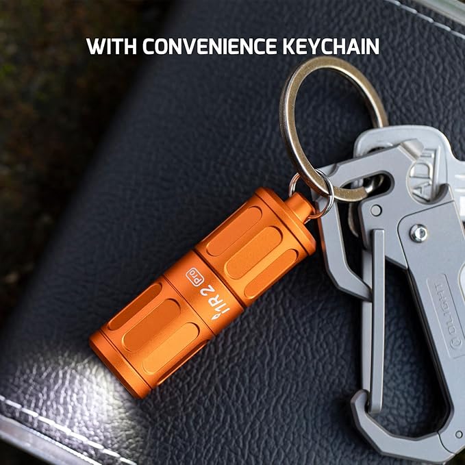 OLIGHT I1R 2 Pro Eos 180 Lumens EDC Rechargeable Keychain Flashlight, Powered by Built-in Rechargeable Battery with Type-C USB Cable, Slim Mini Handheld Light for Everyday Carry (Capsule Orange)