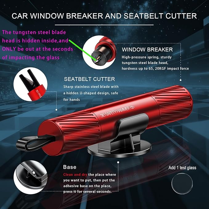 Car Safety Hammer, Auto Car Escape Tool (Bright Black)