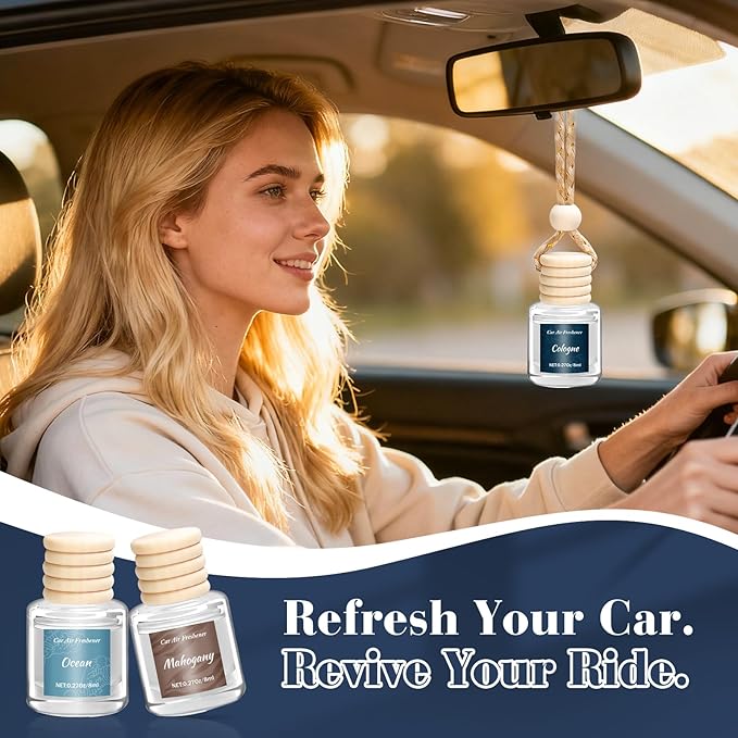 Premium Car Air Freshener, 6 Pack Deep Luxury Scent Essential Oil Diffuser, Long Lasting Fragrance Interior Decor Unisex,Hanging Aroma Diffuser Executive Business Car Accessories Mens Gifts