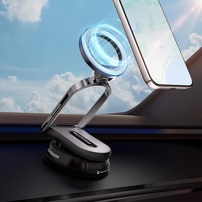 Coverado for Magsafe Car Mount, Magnetic Car Phone Holder, 360° Rotation Strong Magnet Car Phone Mount Dash Cell Phone Holders for Your Car, Suction Cup Phone Mount for iPhone 17/16/15/14/13/12