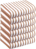 JML Beach Towels, Microfiber Bath Towel Set, Absorbent and Quick Dry for Adults, Travel, Summer, Sport, Swimming, Pool, Yoga, Camping, 6 Pack, 30" x 60", Cabana Stripe Coffee and White