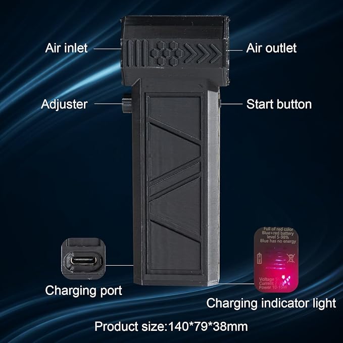 Jet Dry Blower, High-Speed Electric Air Duster for Car Drying & Dust Cleaning, 120,000 RPM Mini Jet Blower with Adjustable Speed for Vehicle, BBQ & Outdoor Use