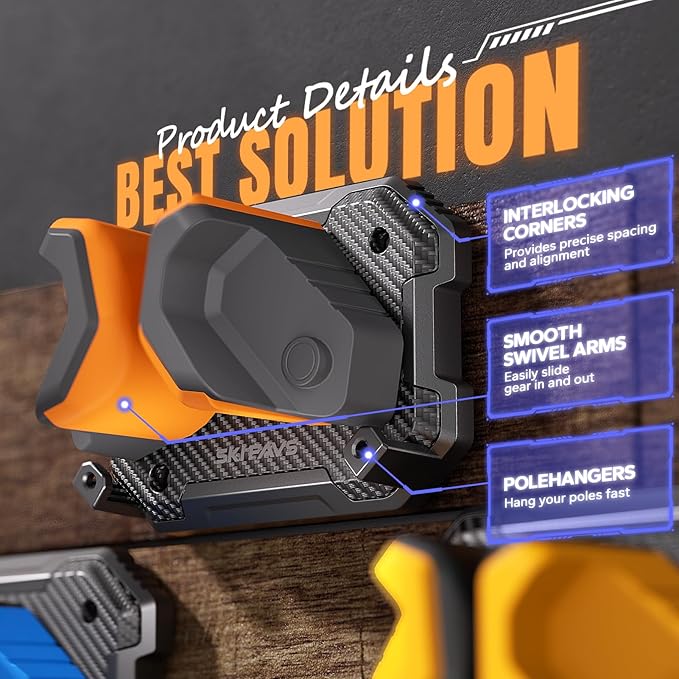 Snowboard Wall Rack for Garage - Fits Any Ski/Board, Damage-Free Storage Mount Holders, Space-Saving Winter Gear Organizer