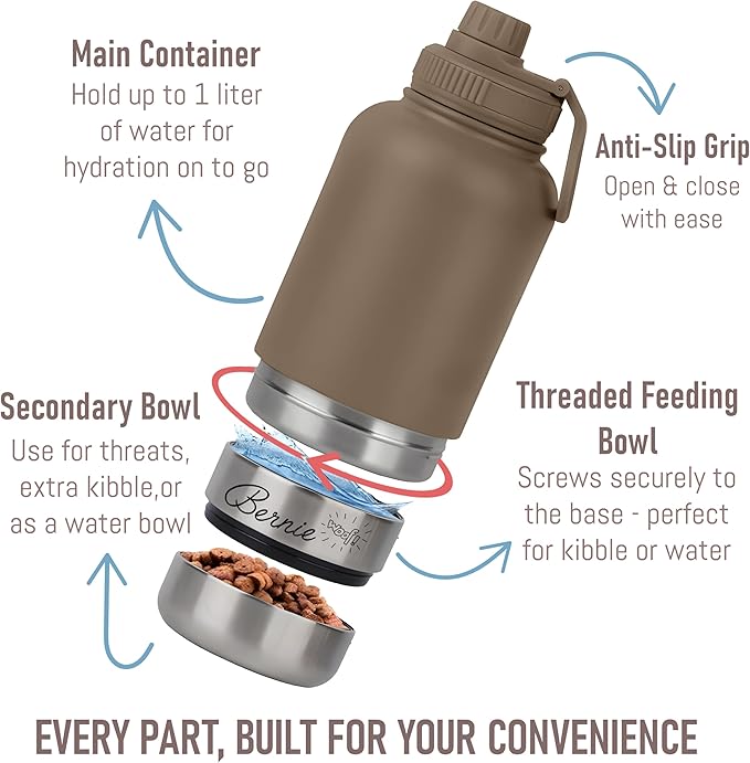 Custom Water Tumbler with Bowls Personalized Stainless Steel Travel Bottle Design 01 Brown