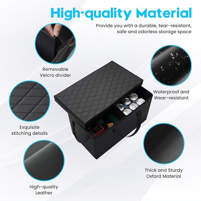 Autorder Car Seat Organizer for 2017-2025 2026 Chrysler Pacifica Accessories Portable Backseat Organizer with Lid Handles Multipurpose Car Floor Storage for Kids Toys Baby Products Daily Necessities