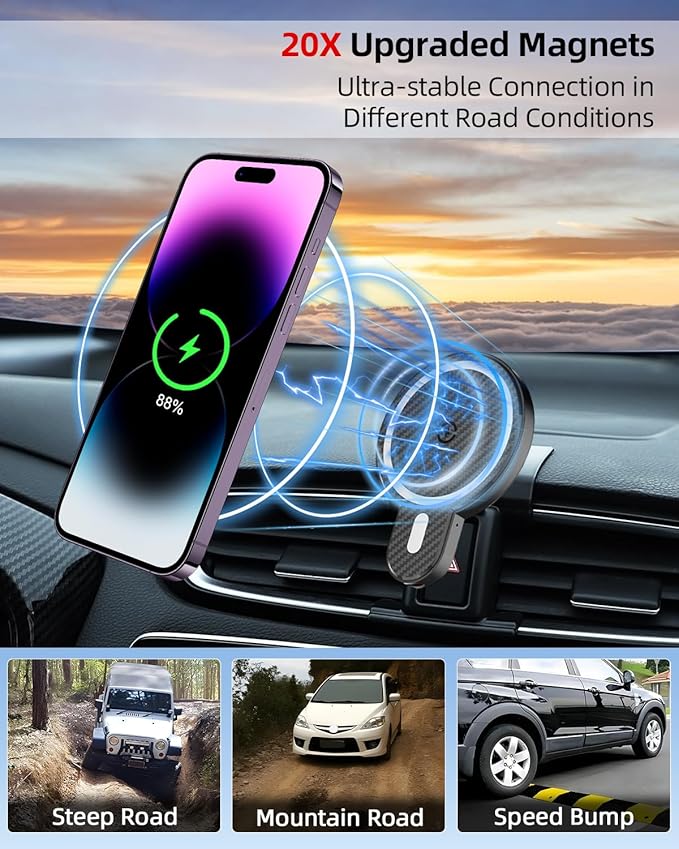 PZK Car Phone Mount for Honda CRV CR-V 2017 2018 2019-2020 2021 2022 Accessories 5th Gen CRV Custom Air Vent Phone Holder Magnetic 15W Fast Wireless Charger 360° Rotation Automobile Cradles