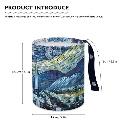 Oil Painting Starry Car Trash Bag, Hanging Car Organizer and Storage Bag, Trash Bin for Car Accessories, Vehicle, Travelling, Camping