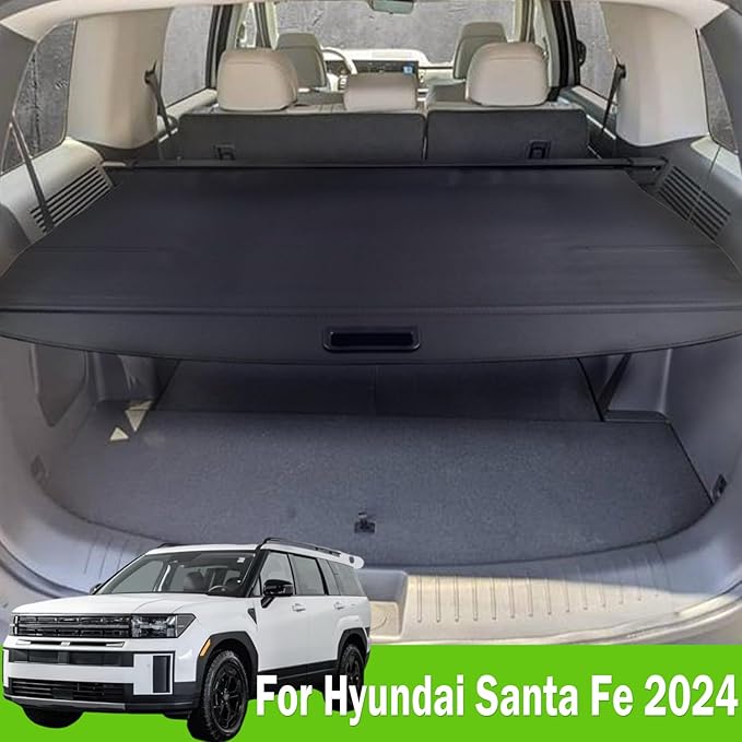 Cargo Cover for Hyundai santa fe 2024 2025 2026 Accessories Trunk Cover Rear Trunk Organizer Security Cover Shielding Shade, Black