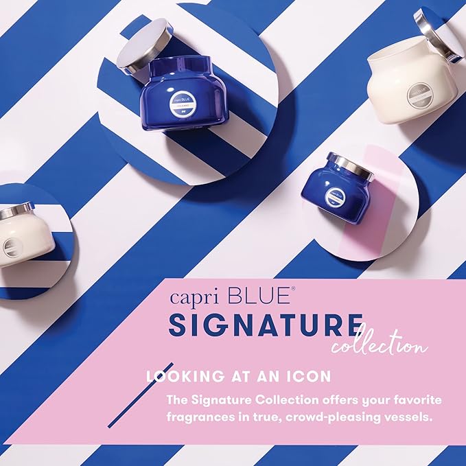 Capri Blue Volcano Printed Travel Tin Jar Candle - Luxury Candle with a Long Lasting Soy Wax Blend - Scented with Tropical & Fruity Fragrance (White Color, 8.5 oz)