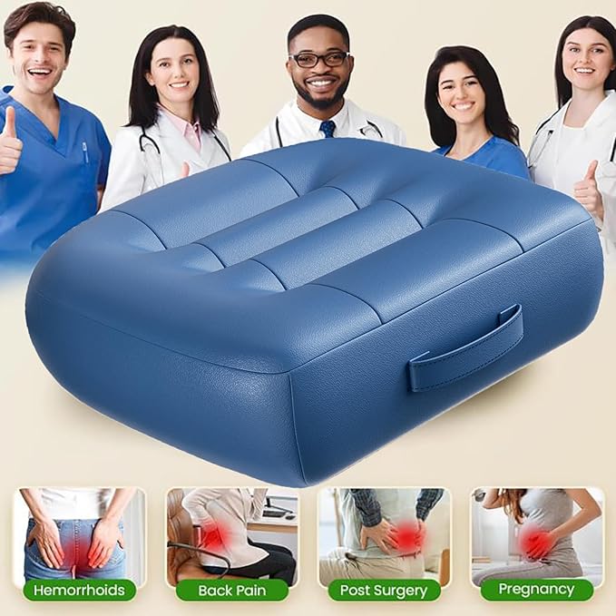 Adult Booster Seat for Car/Portable Booster Seat for Driver/Breathable Non-Slip Seat Cushions with Practical Handle for The Car, Office, Wheelchair, Broader Vision, 17.7"x15.7"x4.7"（Blue）