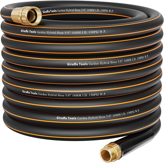 Giraffe Tools Garden Hose 75ft x 5/8", Water Hose Heavy Duty, Lightweight, Flexible Hybrid Hose with Swivel Handle, Male to Female Fittings