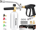 Saker Foam Cannon Dual Connector Accessory for Pressure Washer Kit,with Foam Cannon Dual Connector,Pressure Washer Gun for Car Washing and Cleaning,5 Power Washer Sprayer Nozzles