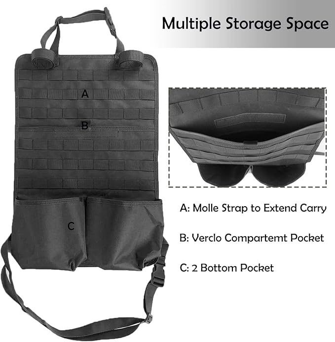 Molle Seat Back Organizer Molle Panel with Truck Gun Rack Tactical Seat Covers for Car Seat Protector Universal Fit SUV Truck Pickup F150 F250