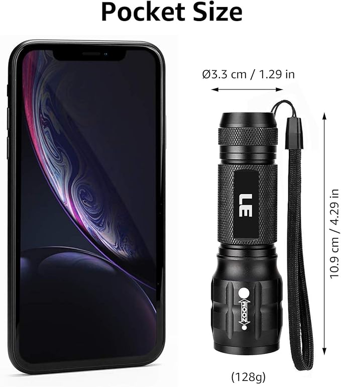 Lighting EVER LED Flashlights High Lumens, Small Flashlight, Waterproof, Adjustable Focus Flash Light for Outdoor, Emergency, AAA Batteries Included, Tactical & Camping Accessories