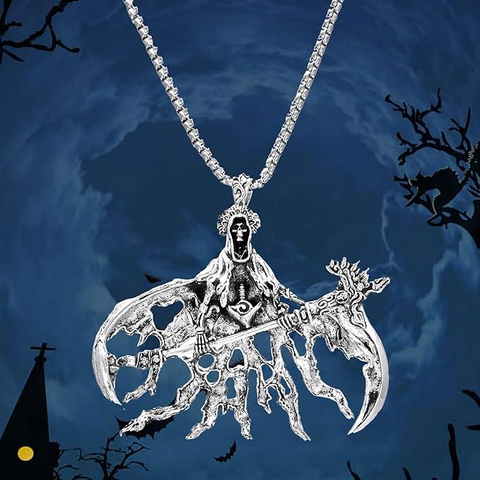 Halloween Decorations Rear View Mirror Accessories of Skull Car Hanging Ornament, Truck Accessories for Jeep Men Women, Gothic Rearview Mirror Charms, Car Accessories (Death God-B)