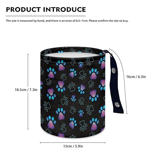 Dog Paw Car Trash Can, Car Trash Bag, Hanging Car Organizer and Storage Bag, Trash Bin Collapsible Universal Fit for Car Accessories, Vehicle, Travelling, Camping Trash Container