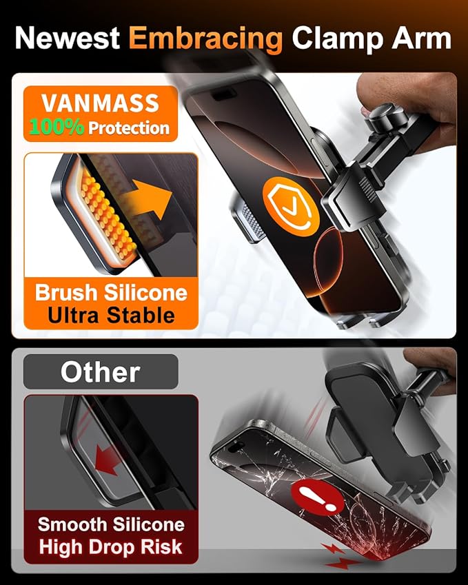 VANMASS 【85+LBS Strongest Suction & Military-Grade Ultimate Car Mount【Patent & Safety Certs】 Cell Phone Holder Truck Stand for GPS Vehicle Dashboard Windshield Vent for iPhone Samsung, Carbon Black