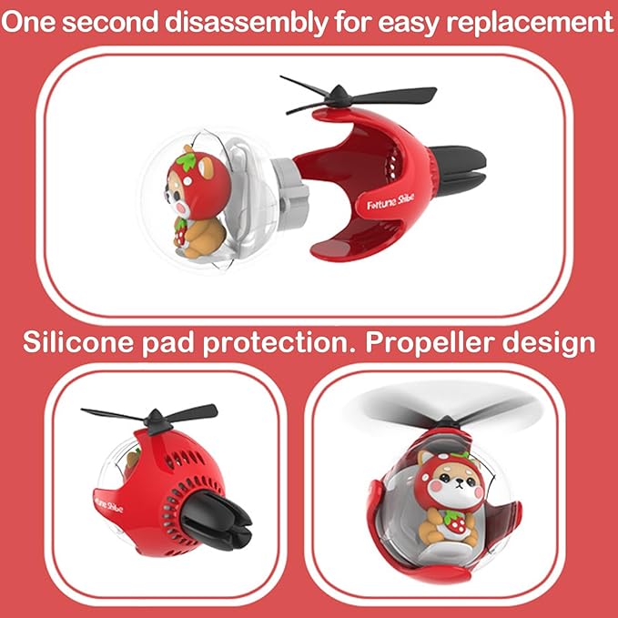 2 Pcs Pilot Car Air Freshener, Cute Dog Car Vent Clip Air Freshener Automotive Air Outlet Fan Diffuser, Automotive Interiors Vent Decoration (Red+Green)