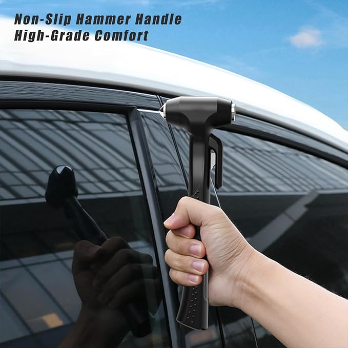 Car Window Breaker, Glass Breaker and Seatbelt Cutter, Emergency Car Glass Safety Hammer, Window Punch Seatbelt Cutter for Family Rescue & Auto Escape Tools(2 Pack, Black)