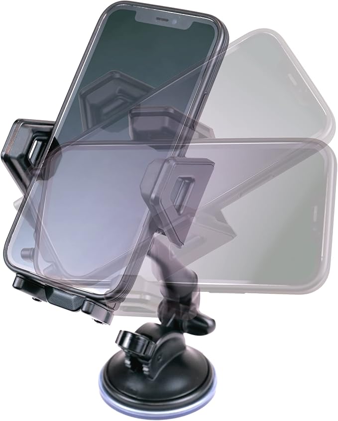 USA Gear Dashboard & Windshield Car Phone Mount, Universal Suction Cup Cell Phone Holder for iPhone 17/16/15, Galaxy S24/S23, Pixel 10/9, Adjustable Arm, 360° Rotation