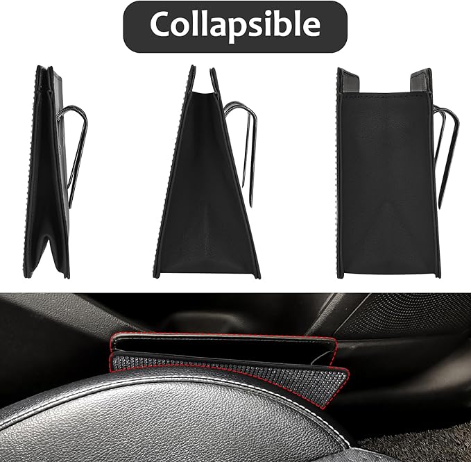 Accmor Bling Car Trash Can, Foldable Vehicle Trash Bin Dustbin Garbage Organizer Storage, Sparkling Crystal Rhinestone Trash Bags Holder Container with 30pcs Garbage Bag Car Accessories for Auto, SUV