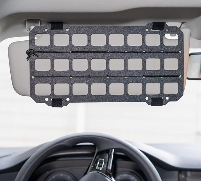 TACNEX Vehicle Rigid MOLLE Panel for Car Visor Organizer EDC Pouch Tool Holster Bag Holder Tactical Gear Rack Truck Equipment Mount Plate Modular Storage Shelf Auto Interior Accessories