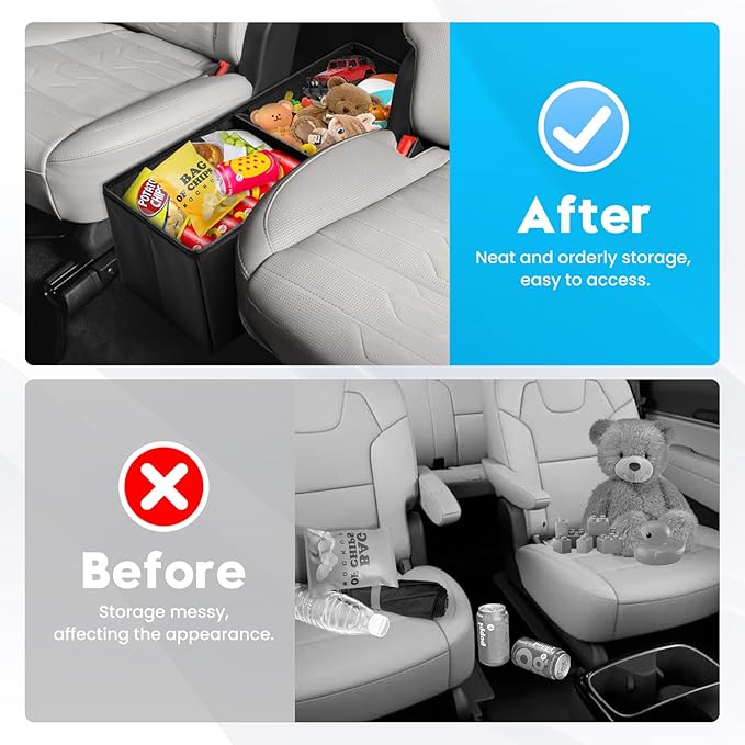 Autorder Car Seat Organizer for 2020-2025 2026 Kia Telluride Accessories Portable Backseat Organizer with Lid Handles Multipurpose Car Floor Storage for Kids Toys Baby Products Daily Necessities