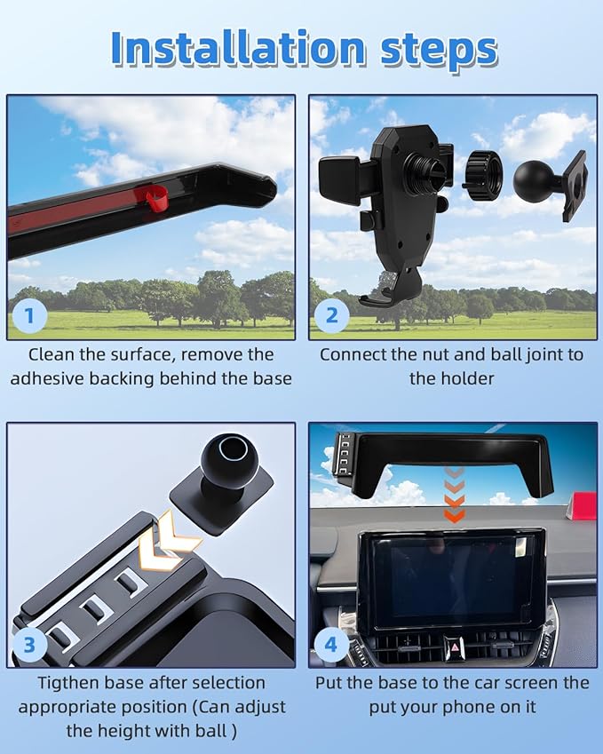 PZK Car Phone Mount for Honda Civic 2022 2023 2024 2025 2026 Accessories 11th Gen Civic 7/9-Inch Screen 360° Rotation Auto Lock Car Phone Holder with Storage Box Not Affect Air Vent Phone Cradles