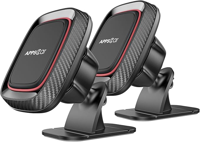 [2 Pack] Magnetic Phone Holder for Car, APPS2Car [Super Strong Magnet] Phone Mount for Car, Dashboard Magnetic Car Phone Holder Mount with Strong VHB Adhesive Mounting, Compatible with iPhone, Samsung
