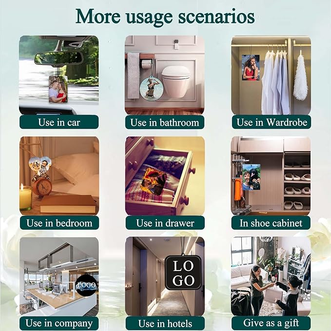 10/20/50/100Pcs Custom Logo Air Freshener for Car Bulk,Wholesale Personalized Double-Sided Car Air Fresheners with Photo Text Logo (Square 10Count)