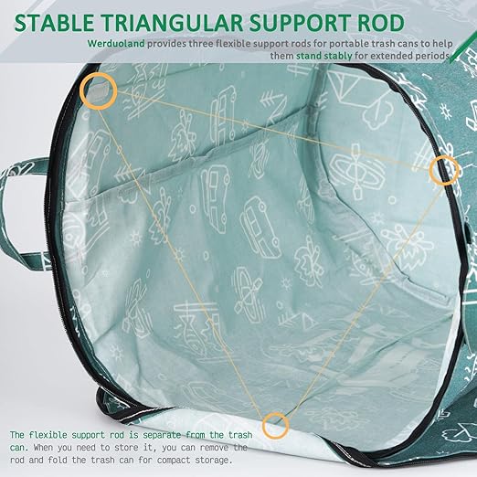 1 Pcs 30 Gallon Collapsible Trash Can Portable Waterproof Reusable with Zippered Lid for RV's, Camping, Recycling, Yard Waste, Leaf Bag, Children Toy Bin (Trash)