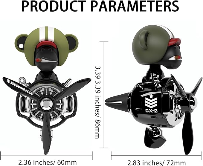 Pilot Car Air Freshener, Cute Orangutan Car Vent Clip Air Freshener Automotive Air Outlet Fan Diffuser, Automotive Interiors Vent Decoration (Shake Head Style - Green)