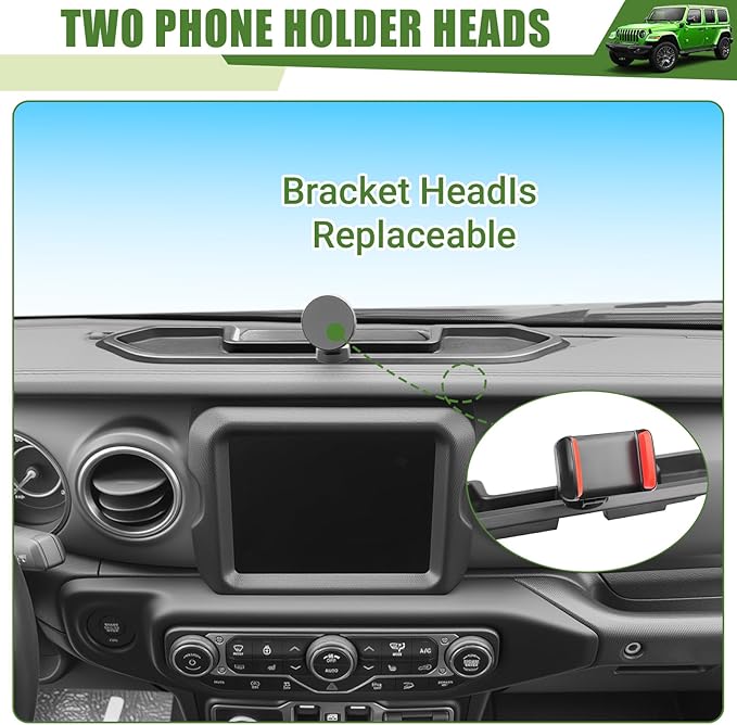Magnetic Phone Mount Holder for 2021-2023 Jeep Wrangler JL 4XE Magnet Dash Cell Phone Cradles Adjustable Phone Stand Accessories for 2021-2023 Wrangler 4XE(Not for 4X4/Gladiator)