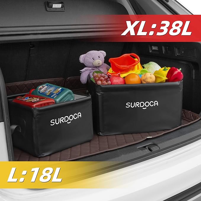 SURDOCA Fully Waterproof Car Trunk Organizer, Foldable Truck Organizer, Multifunctional Collapsible Car Storage Bag, Anti-Mud Trunk Storage Organizer 18 Liters