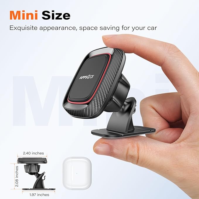 [2 Pack] Magnetic Phone Holder for Car, APPS2Car [Super Strong Magnet] Phone Mount for Car, Dashboard Magnetic Car Phone Holder Mount with Strong VHB Adhesive Mounting, Compatible with iPhone, Samsung