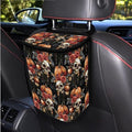 1.2 Gallons Car Trash Can, Halloween Skull Pumpkin Car Garbage Can for Back Seat, Leak-Proof Zipper Seal, Durable Polyester Material Washable, Ideal for Car Interior - Auto Garbage Solution
