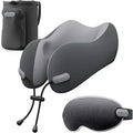 Neck Pillow for Travel Memory Foam Design Models Pillows with Zero Eye Pressure 3D Eye Mask and Compact Bag Traveling Essentials Plane Car Flight Rest Sleeping Use Adult, Dark Gray